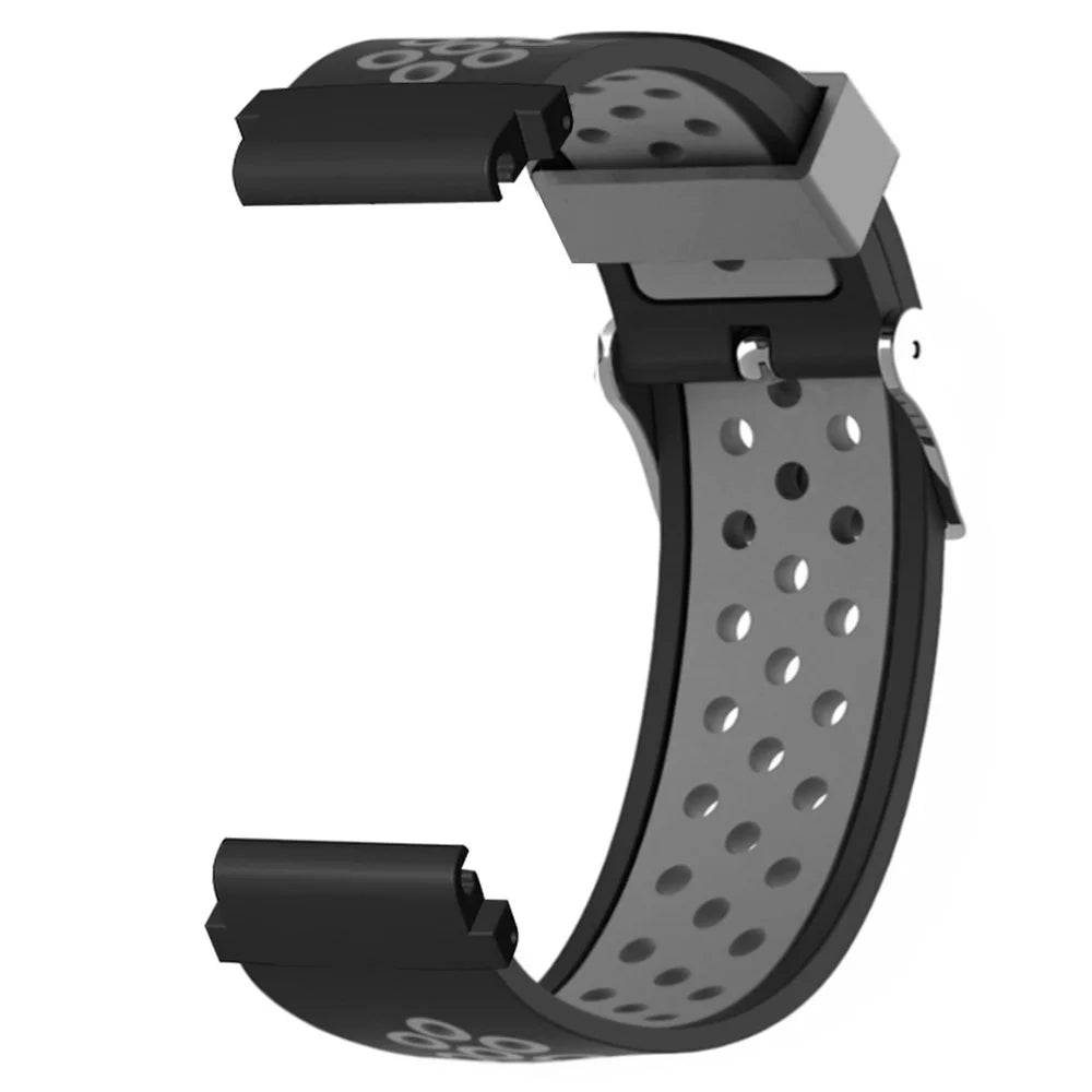 For Huami Amazfit Falcon / Garmin Fenix 7 / 6 / 5 Dual Color Watch Band Silicone Strap with 22mm PC Connector - Black+Grey - 1
