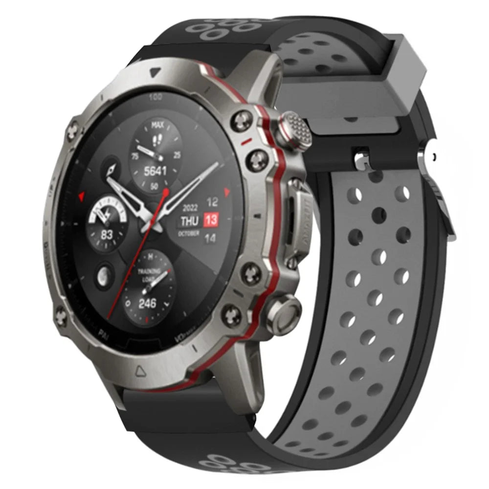 For Huami Amazfit Falcon / Garmin Fenix 7 / 6 / 5 Dual Color Watch Band Silicone Strap with 22mm PC Connector - Black+Grey - 3