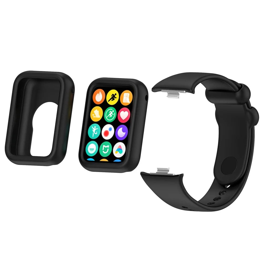 For Xiaomi Smart Band 8 Pro Watch Band Silicone Anti-scratch Strap with Case - Black - 7