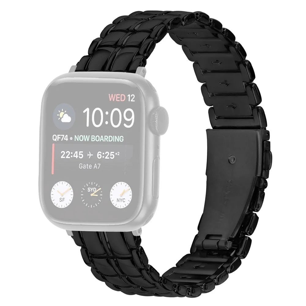For Apple Watch Ultra 3 2 1 49mm / Series 11 10 46mm / 9 8 7 45mm / SE3 SE2 SE 6 5 4 44mm / 3 2 1 42mm Metal Watch Band Wrist Strap - Black - 1