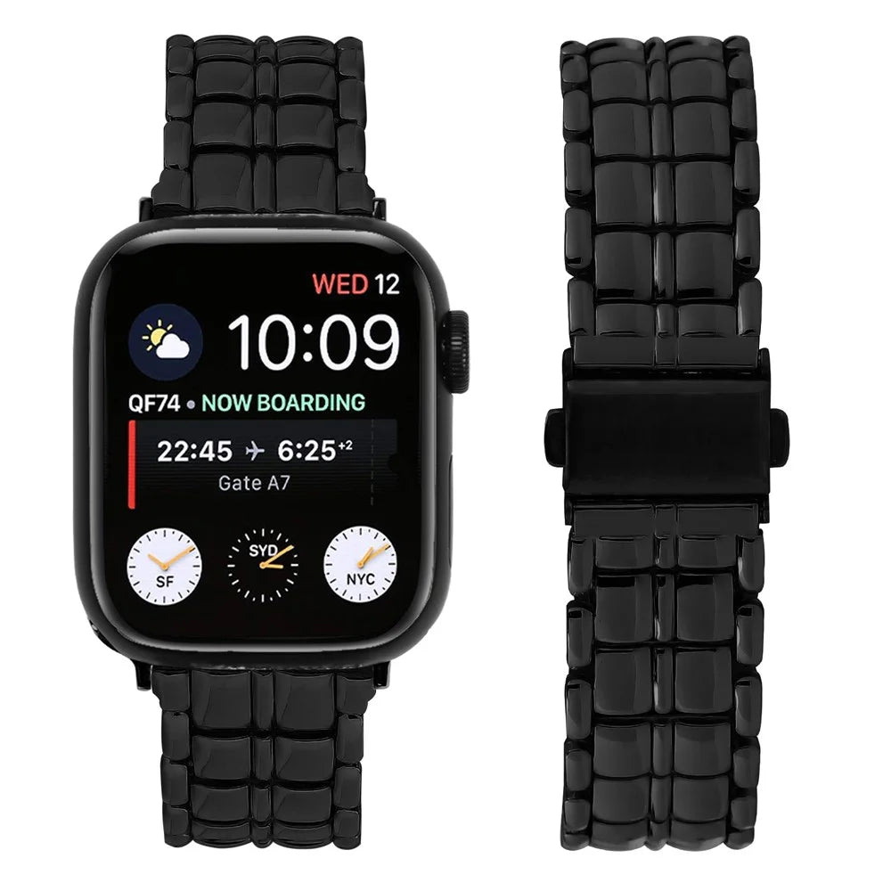 For Apple Watch Ultra 3 2 1 49mm / Series 11 10 46mm / 9 8 7 45mm / SE3 SE2 SE 6 5 4 44mm / 3 2 1 42mm Metal Watch Band Wrist Strap - Black - 3