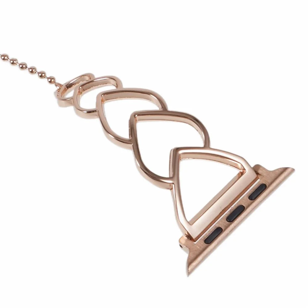Watch Strap for Apple Watch Series 11 10 42mm / 9 8 7 41mm / SE3 SE2 SE 6 5 4 40mm / 3 2 1 38mm Heart Shape Steel Smart Watch Strap - Rose Gold - 7