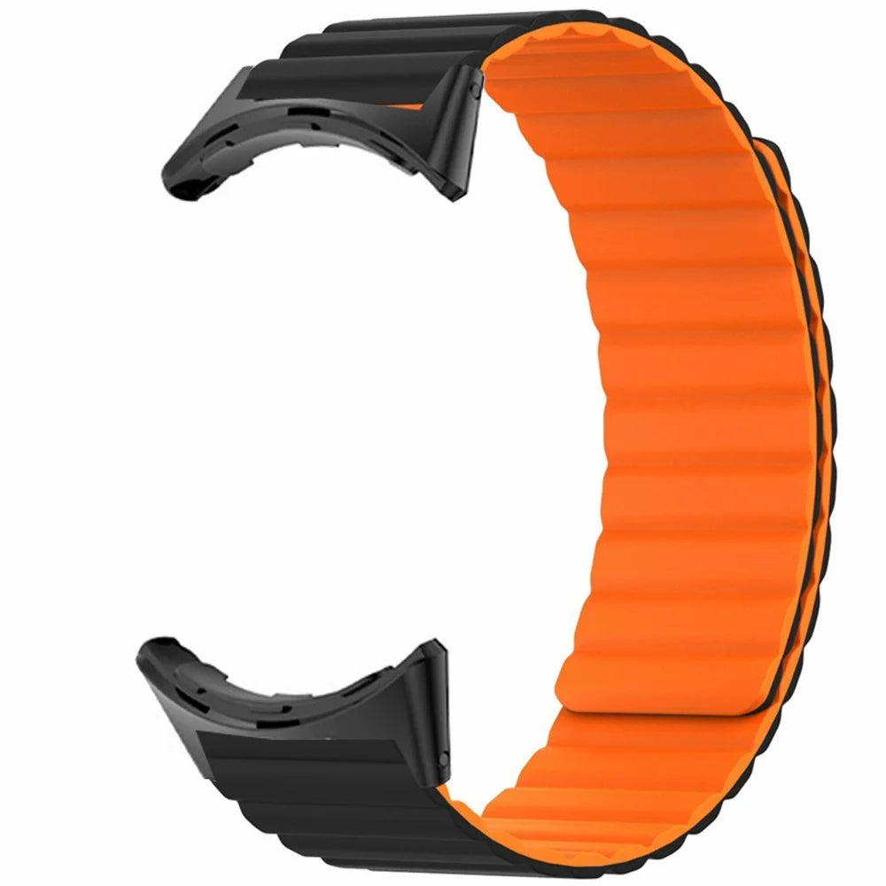 For Google Pixel Watch 4 41mm / Watch 3 41mm / Watch 2 / Watch Magnetic Watch Band Adjustable Silicone Wrist Strap - Black+Orange - 2