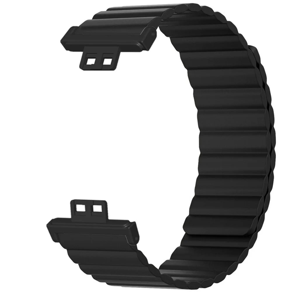 For Huawei Watch Fit / Watch Fit Special Edition Watch Band Magnetic Silicone Strap Replacement - Black - 2