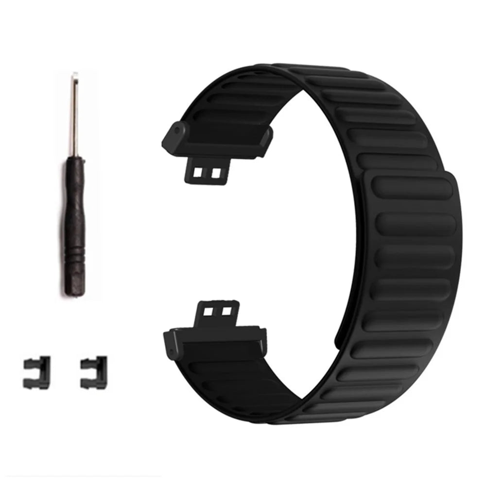 For Huawei Watch Fit / Watch Fit Special Edition Watch Band Magnetic Silicone Strap Replacement - Black - 3