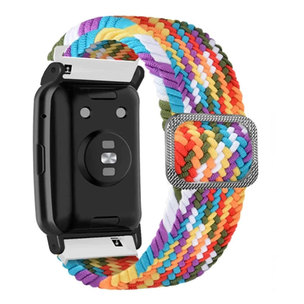 For Huawei Watch Fit / Watch Fit Special Edition Watch Band Nylon Braided Elastic Wrist Strap - Rainbow - 1