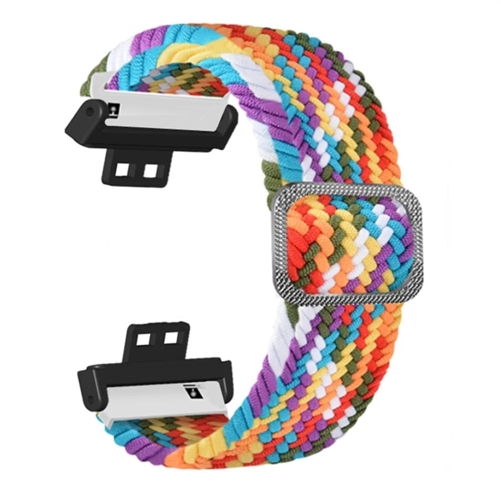 For Huawei Watch Fit / Watch Fit Special Edition Watch Band Nylon Braided Elastic Wrist Strap - Rainbow - 2