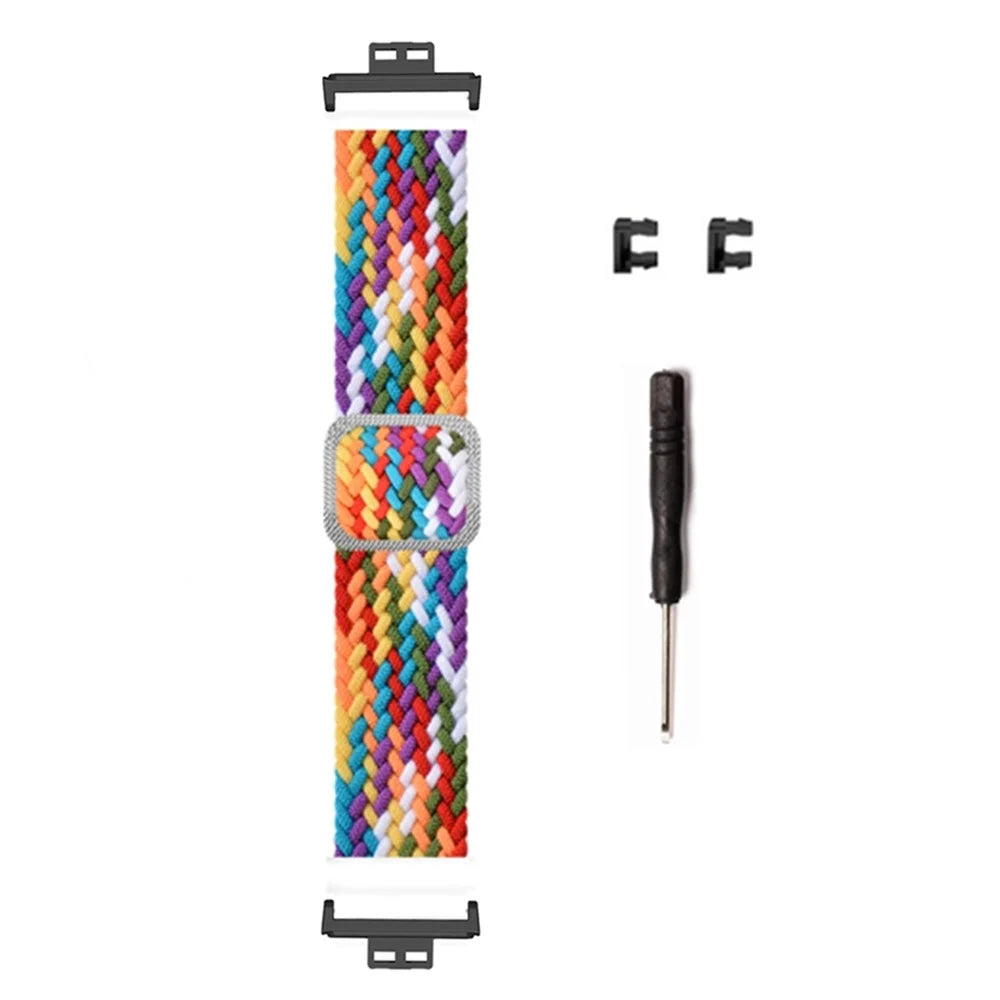 For Huawei Watch Fit / Watch Fit Special Edition Watch Band Nylon Braided Elastic Wrist Strap - Rainbow - 3