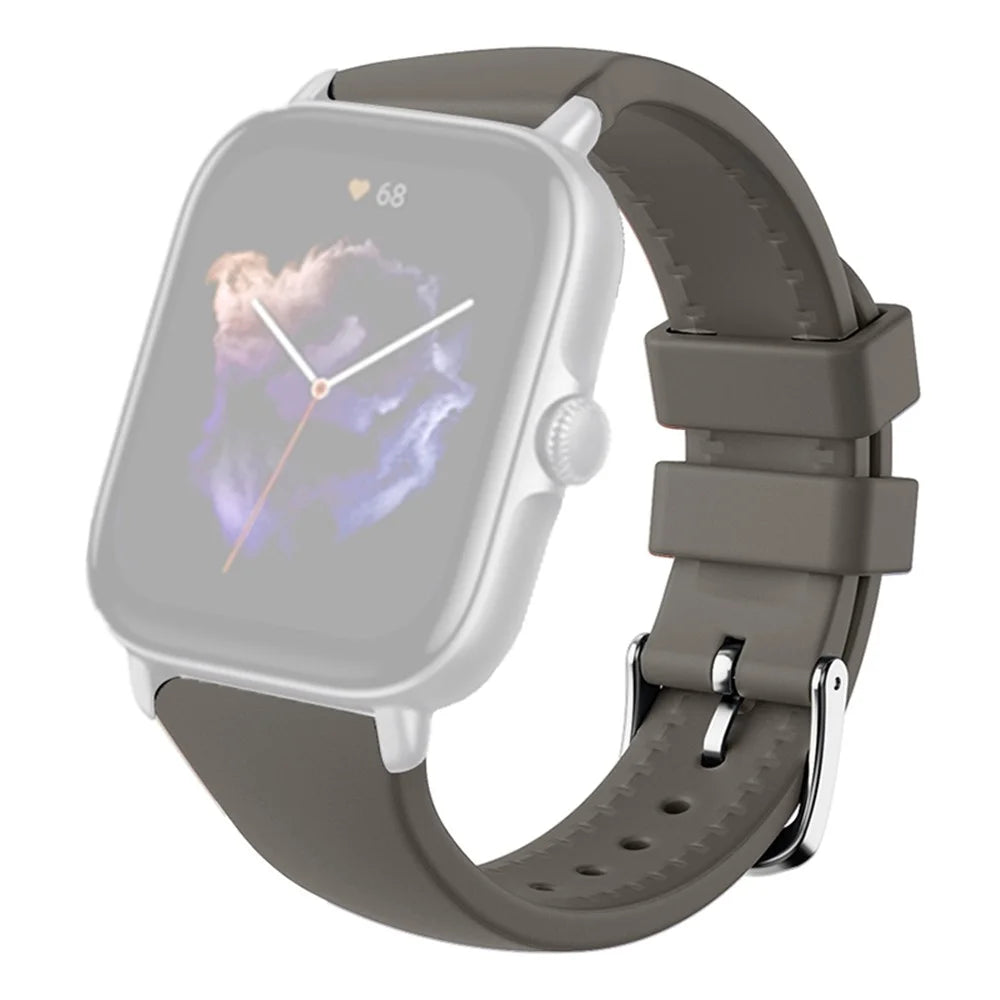 For Huami Amazfit GTS 4 / 3 / 2 / Mini / Bip U 20mm Smart Watch Strap Pin Buckle Silicone Band - Dark Grey - 1