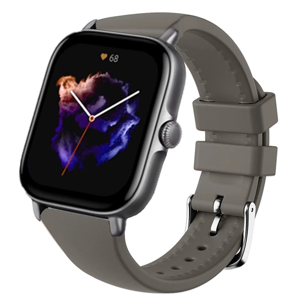 For Huami Amazfit GTS 4 / 3 / 2 / Mini / Bip U 20mm Smart Watch Strap Pin Buckle Silicone Band - Dark Grey - 4