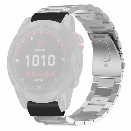 For Coros Vertix 2 / Garmin Fenix 7X / 6X / 5X Stainless Steel Watch Band Strap with 26mm PC Connector - Silver - 1