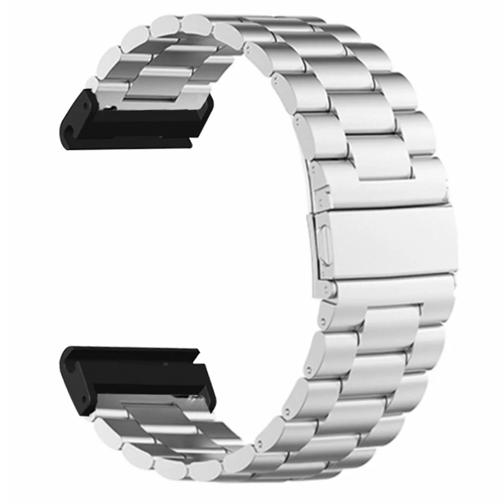 For Coros Vertix 2 / Garmin Fenix 7X / 6X / 5X Stainless Steel Watch Band Strap with 26mm PC Connector - Silver - 3