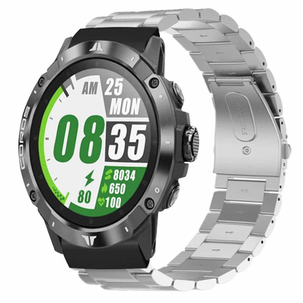 For Coros Vertix 2 / Garmin Fenix 7X / 6X / 5X Stainless Steel Watch Band Strap with 26mm PC Connector - Silver - 4