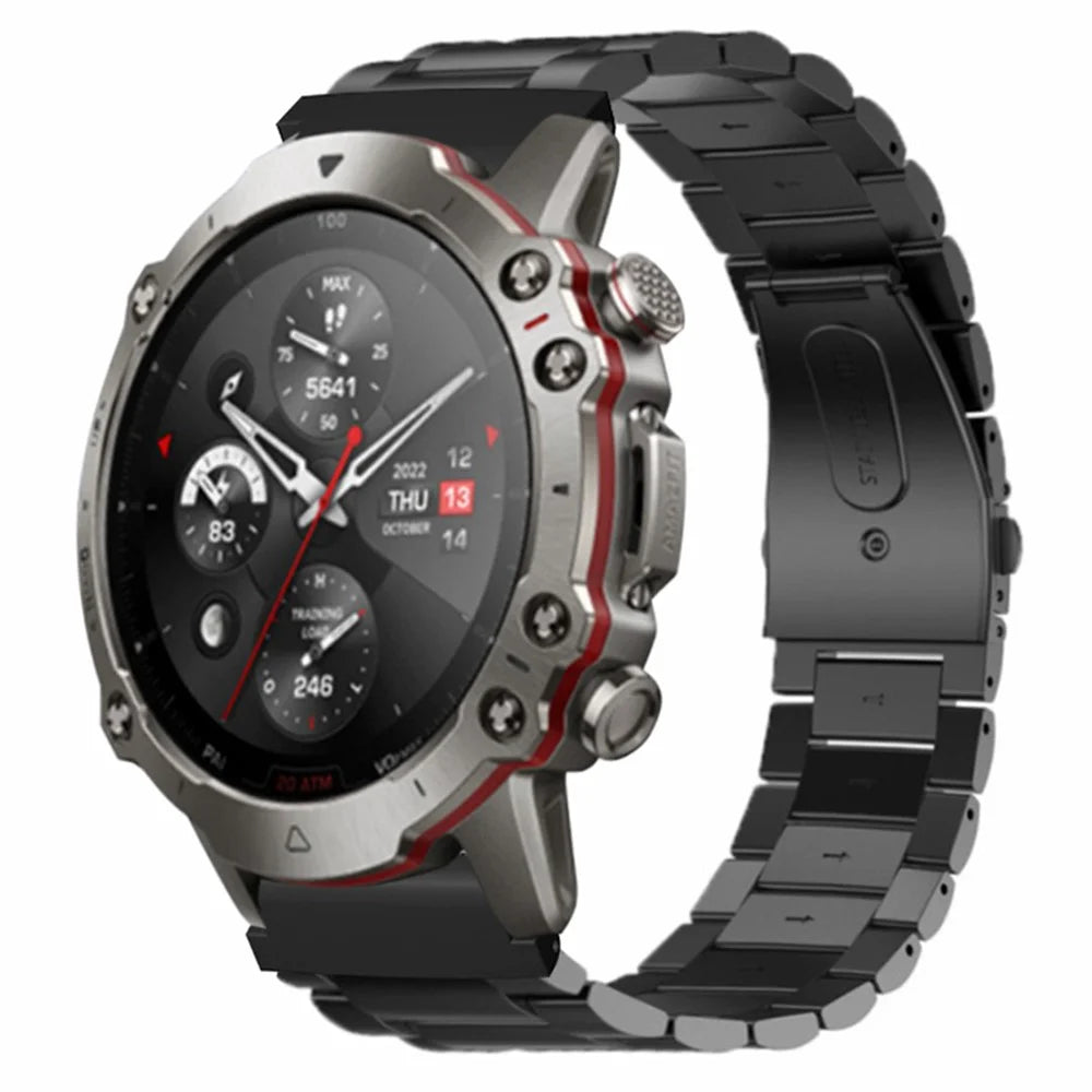 For Huami Amazfit Falcon / Garmin Fenix 7 / 6 / 5 Watch Band Stainless Steel Strap with 22mm PC Connector - Black - 4