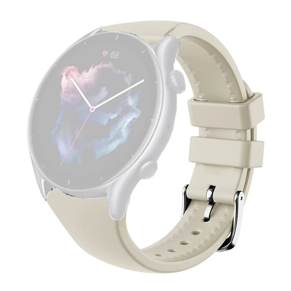 For Huami Amazftit GTR 4 / GTR 3 / GTR 3 Pro / Huawei Watch GT 3 42mm 46mm Watch Strap 22mm Silicone Bands Replacement - Retro White - 1