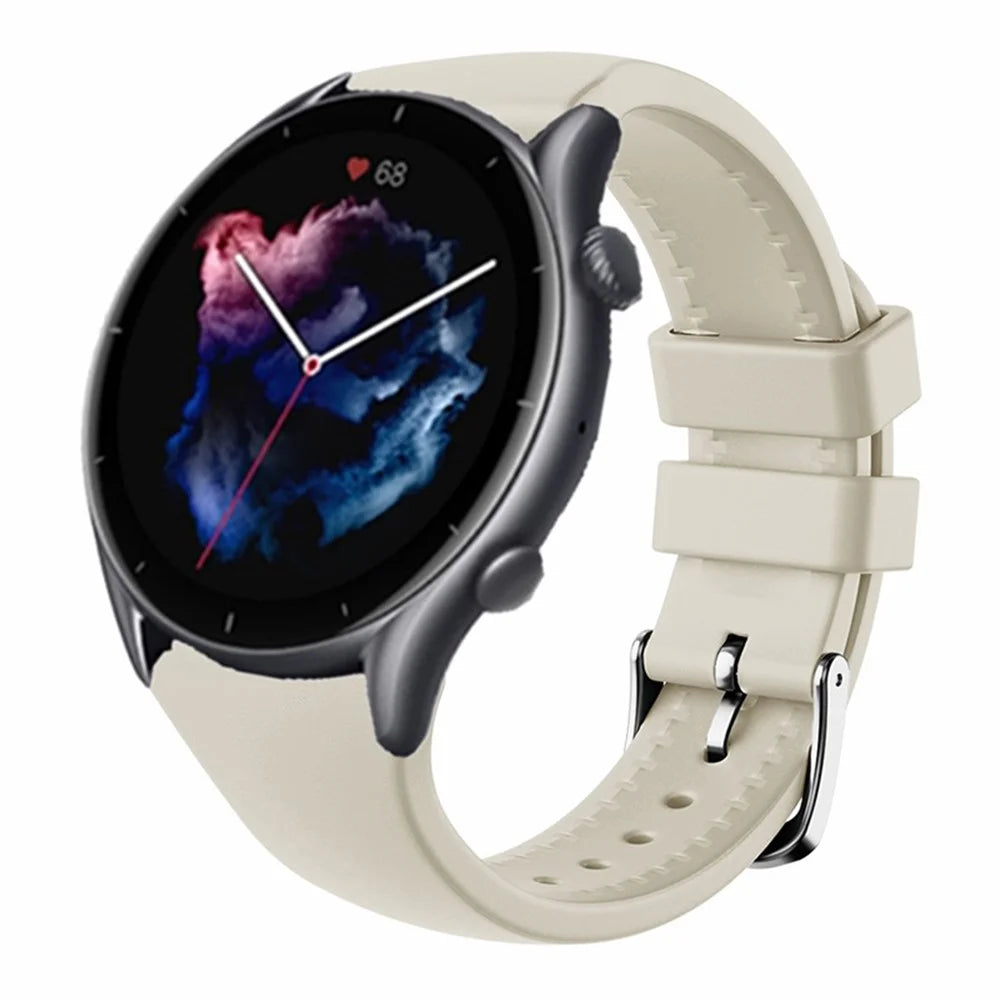For Huami Amazftit GTR 4 / GTR 3 / GTR 3 Pro / Huawei Watch GT 3 42mm 46mm Watch Strap 22mm Silicone Bands Replacement - Retro White - 4