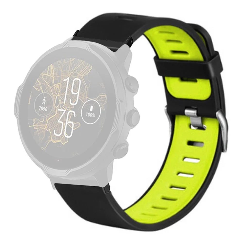 For Suunto Spartan Sport Wrist HR Baro / Suunto 7 Watch Bands Dual Color Silicone Straps - Black+Green - 1