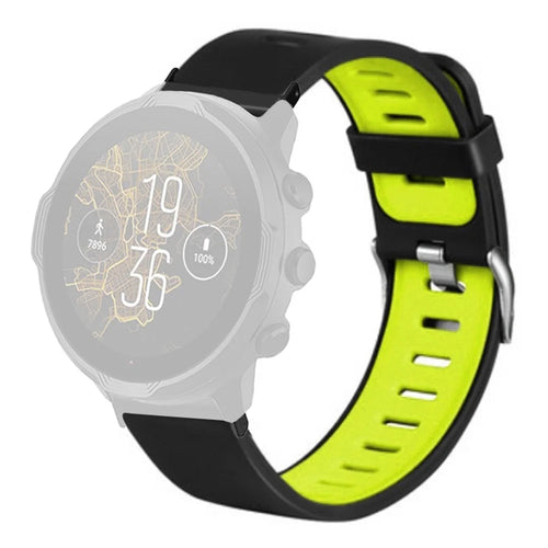 For Suunto Spartan Sport Wrist HR Baro / Suunto 7 Watch Bands Dual Color Silicone Straps - Black+Green - 1