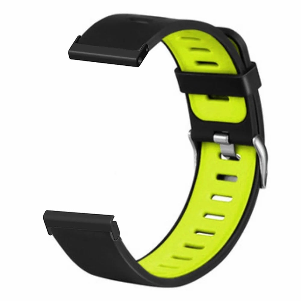 For Suunto Spartan Sport Wrist HR Baro / Suunto 7 Watch Bands Dual Color Silicone Straps - Black+Green - 2
