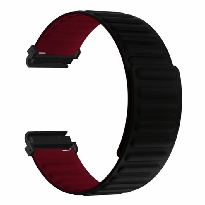 For Garmin Fenix 7S / 6S / 5S Watch Band Replacement Magnetic Silicone Strap with 20mm PC Connector - Black+Wine Red - 2