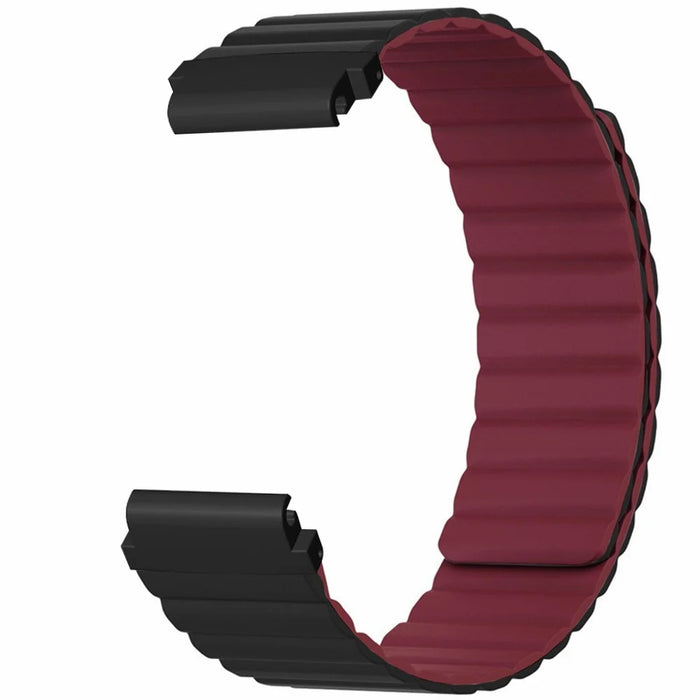 For Garmin Fenix 7S / 6S / 5S Watch Band Replacement Magnetic Silicone Strap with 20mm PC Connector - Black+Wine Red - 3