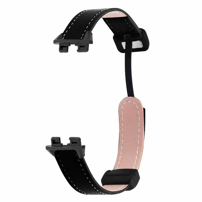 For Xiaomi Smart Band 8 Watch Band Magnetic PU Leather+Alloy Strap Replacement - Black - 2