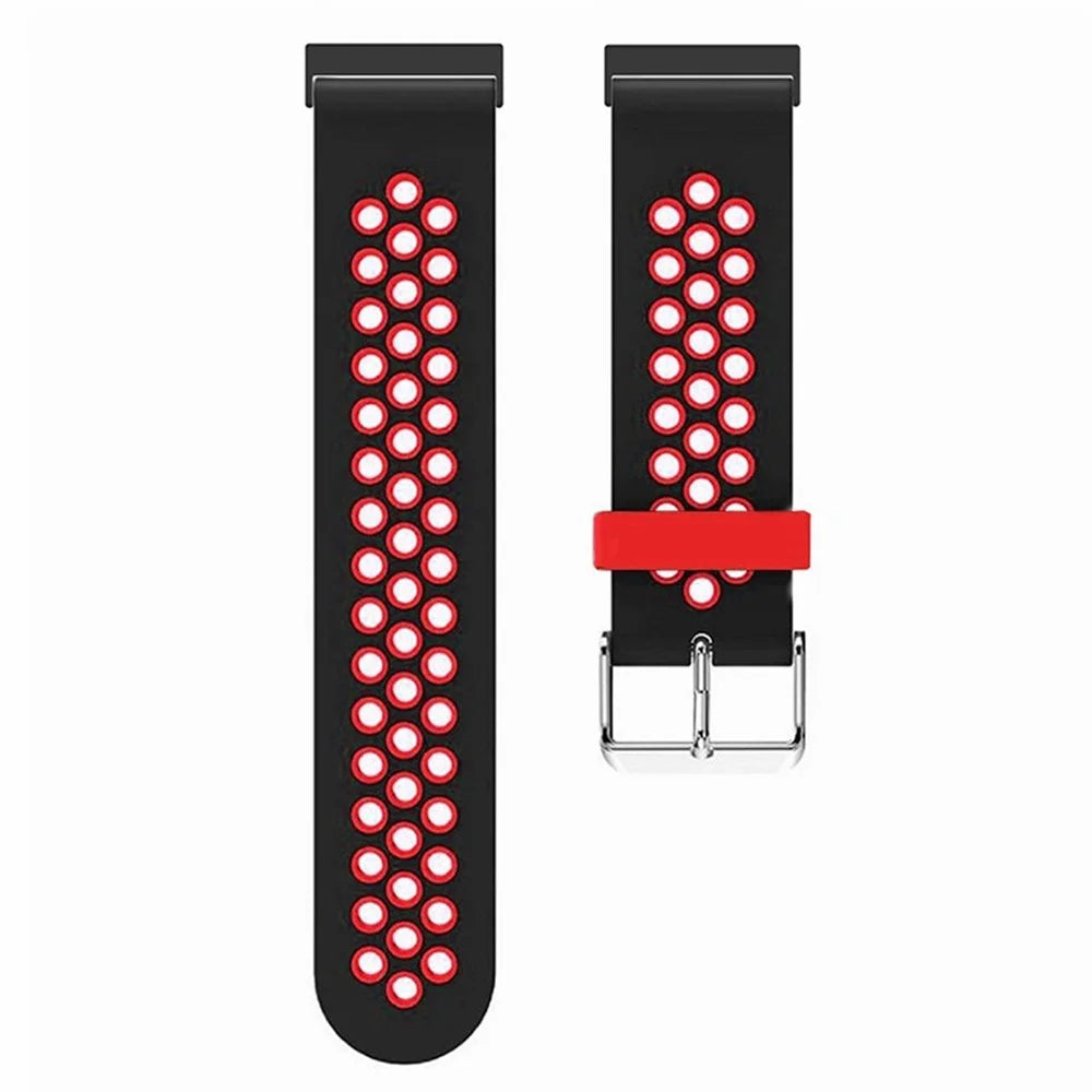 For Suunto Spartan Sport Wrist HR Baro / Suunto 7 Watch Band 24mm Silicone Strap Replacement with Breathable Holes - Black+Red - 3