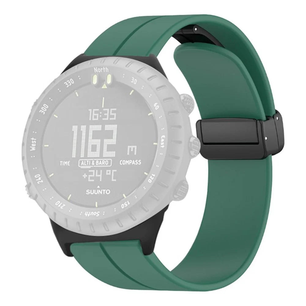 For Suunto Core Silicone Watch Bands Magnetic Buckle 22mm Strap Replacement - Army Green - 1