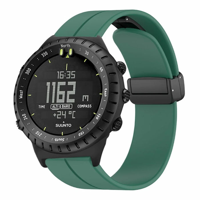 For Suunto Core Silicone Watch Bands Magnetic Buckle 22mm Strap Replacement - Army Green - 4