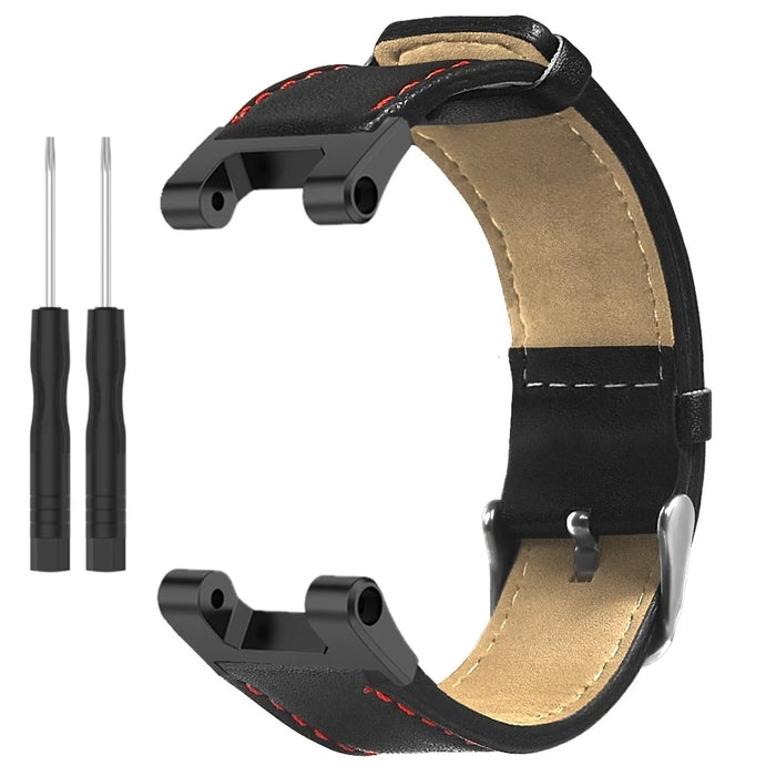 For Huami Amazfit T-Rex / T-Rex Pro Replacement Watch Band Stitching Genuine Cow Leather Wrist Strap, Black - 2
