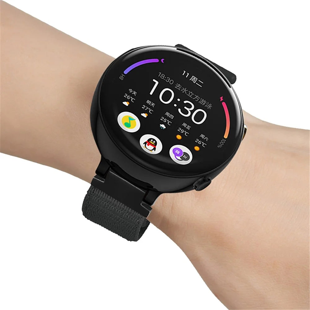 For Huami Amazfit Verge 2 (A1807) Nylon Sport Loop Watch Bands Adjustable Strap with Spring Bar - Black - 4