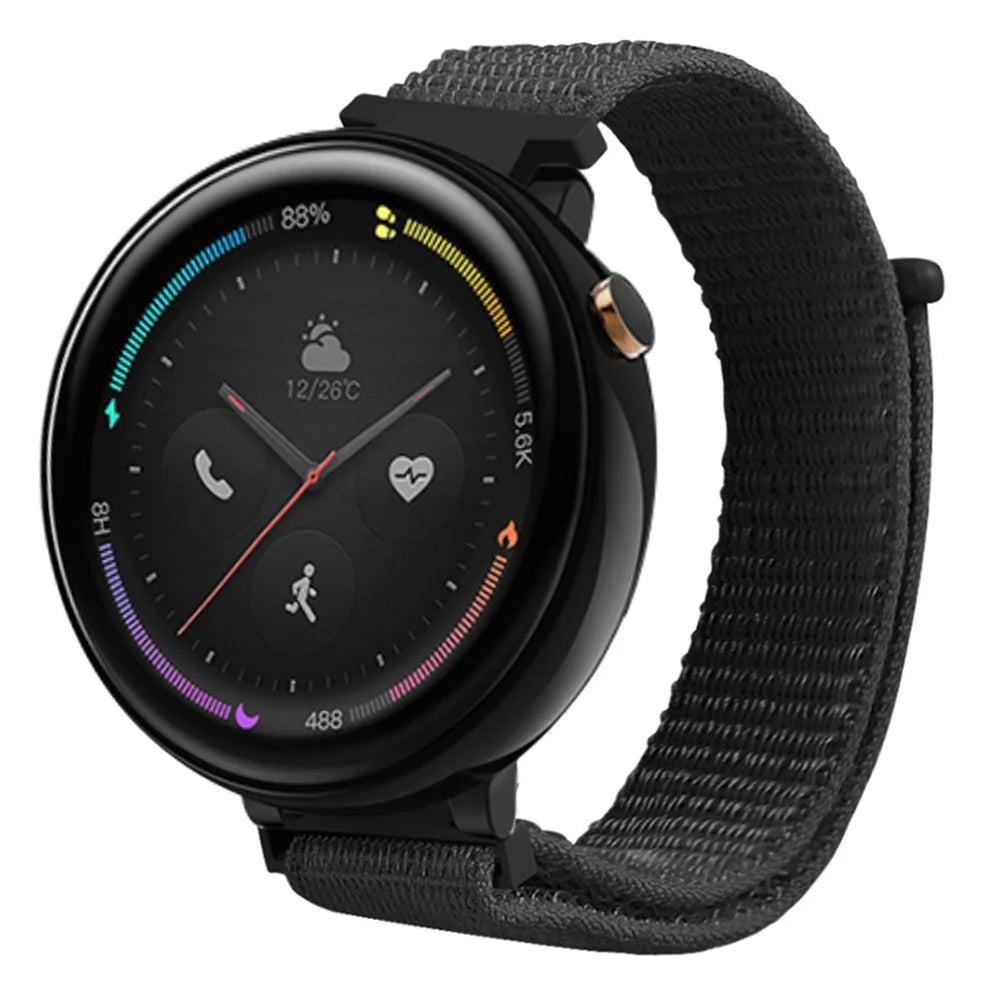 For Huami Amazfit Verge 2 (A1807) Nylon Sport Loop Watch Bands Adjustable Strap with Spring Bar - Black - 5