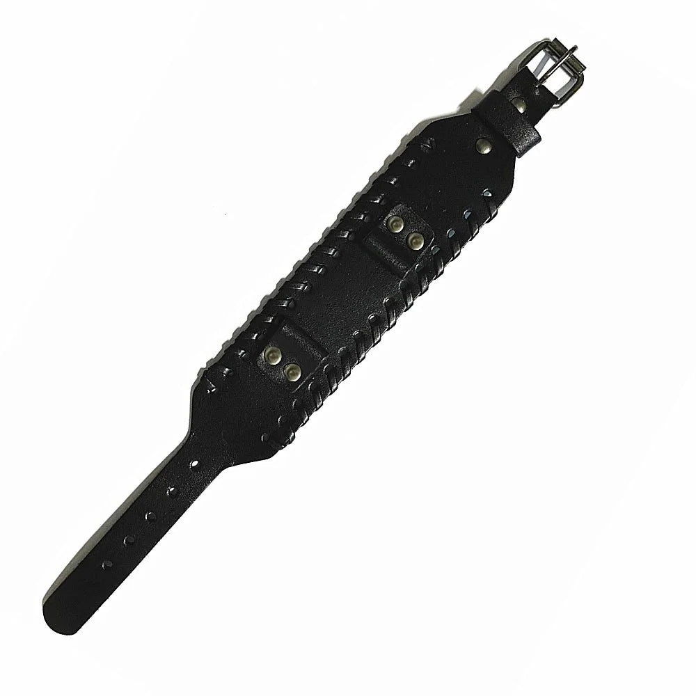 For Huami Amazfit GTS 4 / 3 / 2 / 2 mini / Bip Watch Band Rivet Punk Style 20mm Cowhide Leather Bracelet Strap - Black - 4