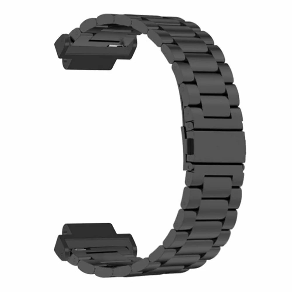 For Garmin Forerunner 220 / 230 / 235 / 735XT / 620 / 630 Watch Band 3-beads Solid Metal Strap - Black - 3