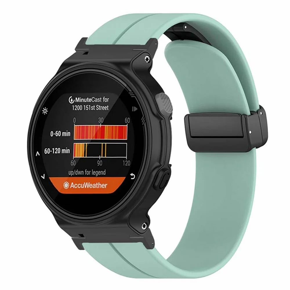 For Garmin Forerunner 220 / 230 / 235 / 735XT / 620 / 630 Watch Strap Magnetic Buckle Silicone Strap - Mint Green - 4