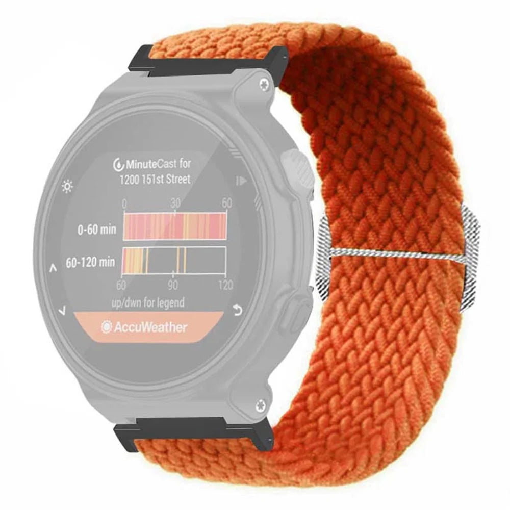 For Garmin Forerunner 220 / 230 / 235 / 735XT / 620 / 630 Watch Strap Stretchy Braided Nylon Band - Orange - 1