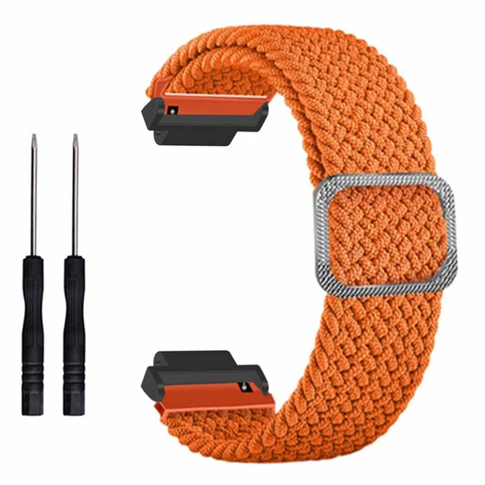 For Garmin Forerunner 220 / 230 / 235 / 735XT / 620 / 630 Watch Strap Stretchy Braided Nylon Band - Orange - 2