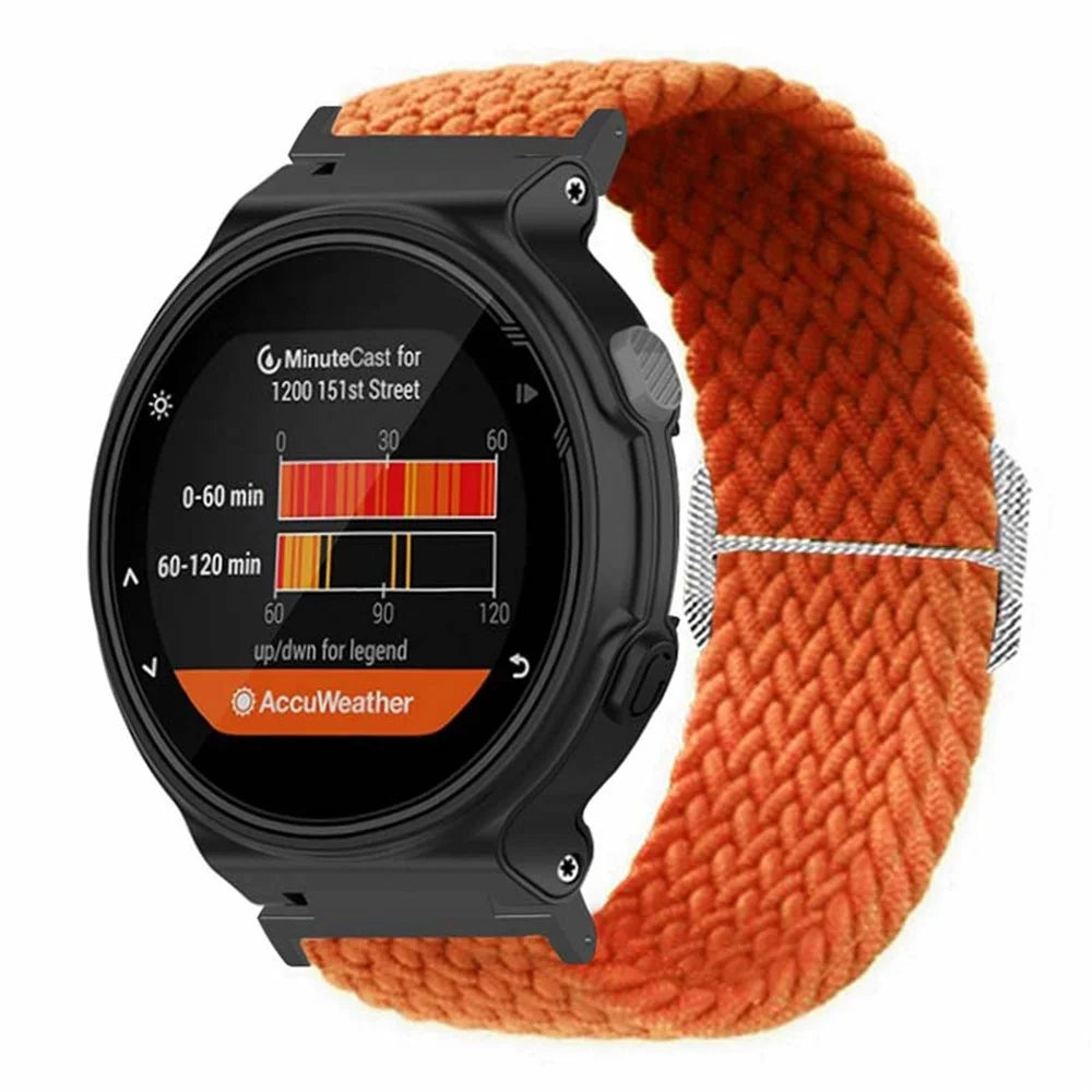 For Garmin Forerunner 220 / 230 / 235 / 735XT / 620 / 630 Watch Strap Stretchy Braided Nylon Band - Orange - 4