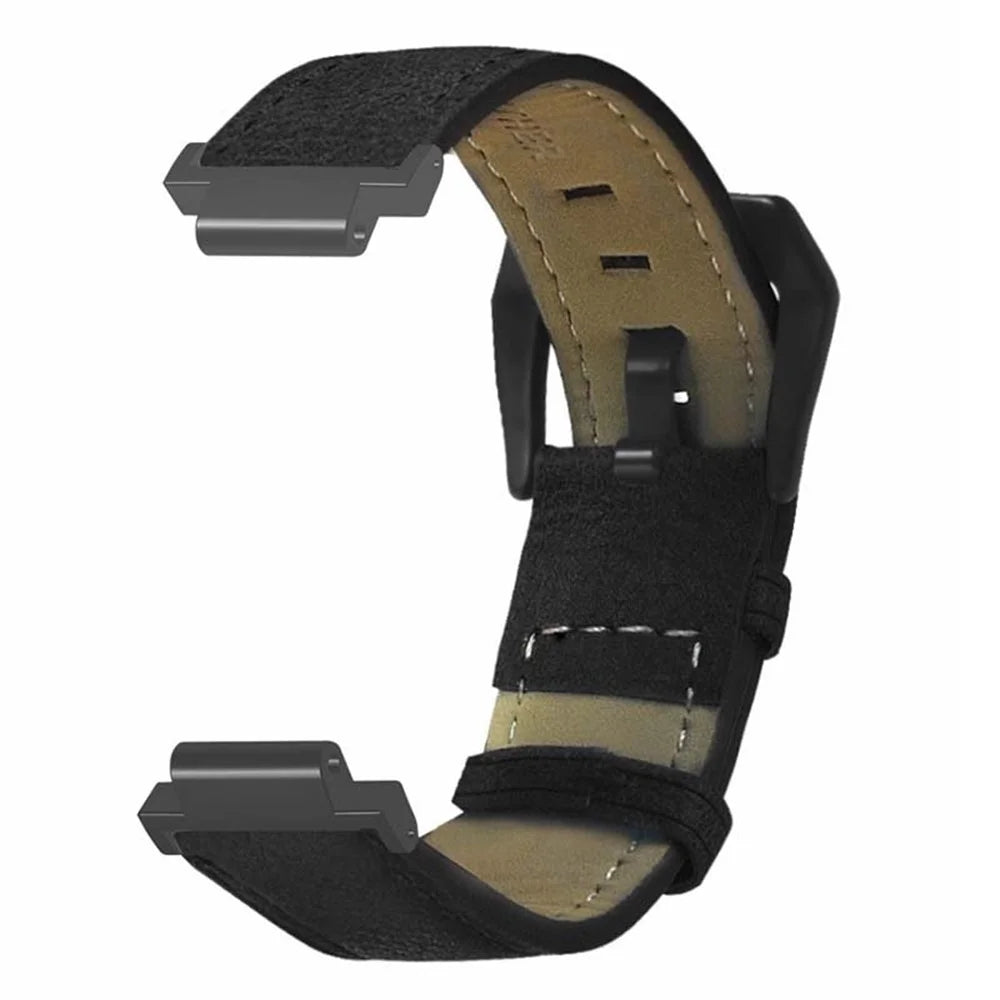 For Garmin Forerunner 220 / 230 / 235 / 735XT / 620 / 630 Watch Strap PU Leather Retro Texture Wristband Strap - Black - 2