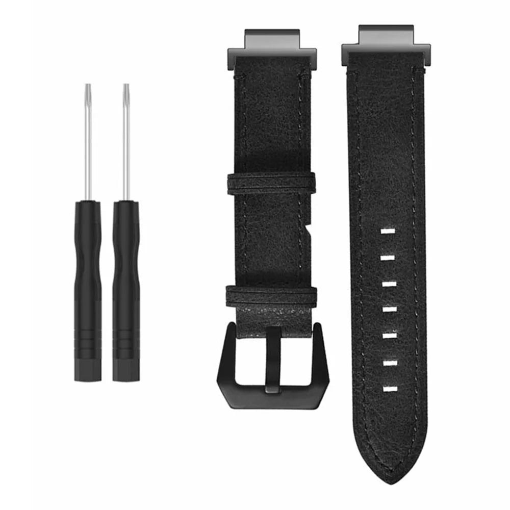 For Garmin Forerunner 220 / 230 / 235 / 735XT / 620 / 630 Watch Strap PU Leather Retro Texture Wristband Strap - Black - 3