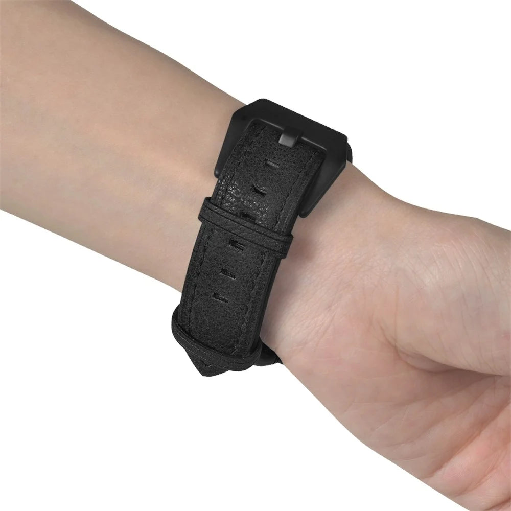 For Garmin Forerunner 220 / 230 / 235 / 735XT / 620 / 630 Watch Strap PU Leather Retro Texture Wristband Strap - Black - 5