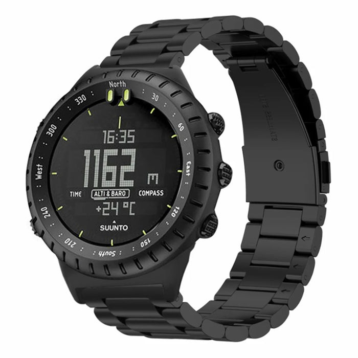 For Suunto Core Watch Band 3-Bead Steel Dual Press Buckle Wrist Strap - Black - 4