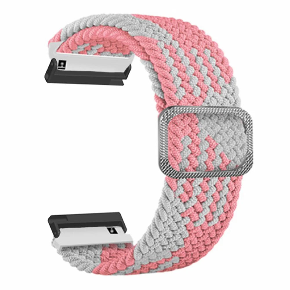 For Suunto Spartan Sport Wrist HR Baro / Suunto 7 Watch Strap 24mm Braided Nylon Band - Pink+White - 3