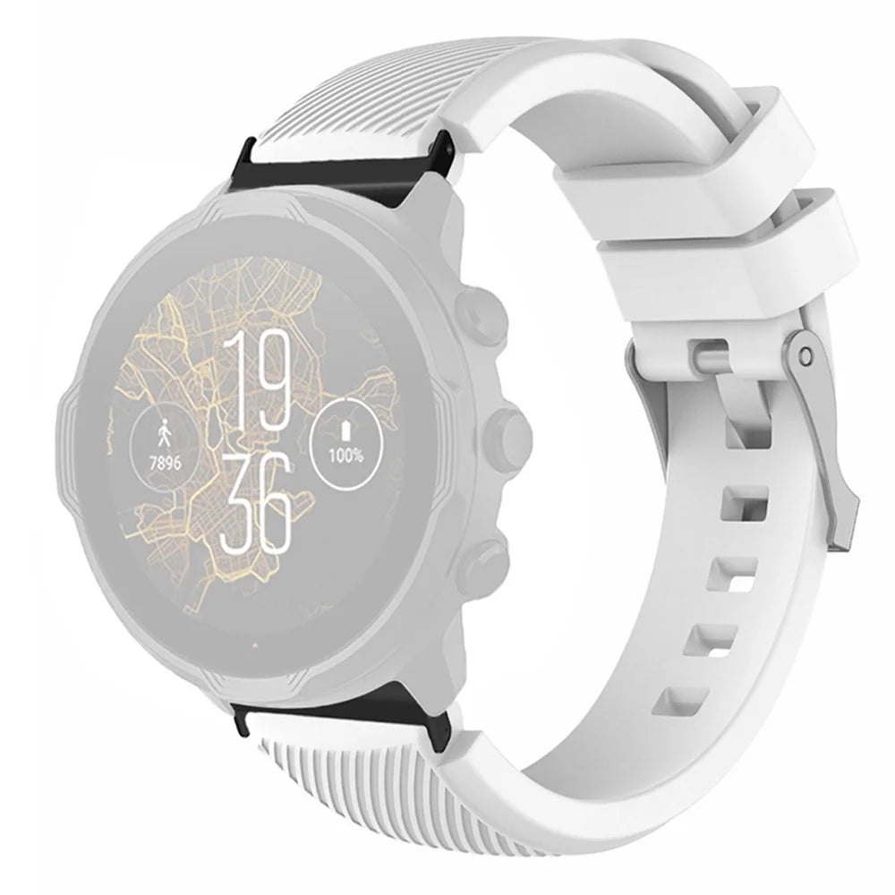 For Suunto Spartan Sport Wrist HR Baro / Suunto 7 Watch Strap 24mm Twill Texture Silicone Band - White - 1