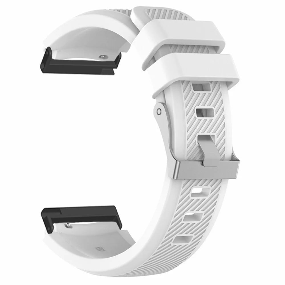 For Suunto Spartan Sport Wrist HR Baro / Suunto 7 Watch Strap 24mm Twill Texture Silicone Band - White - 3