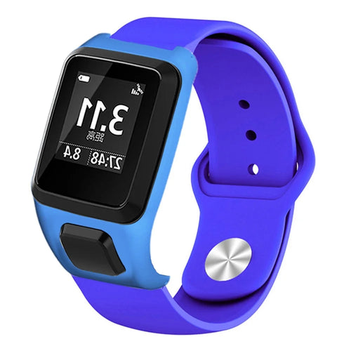 For TomTom Runner 3 / 2 / Adventurer Sport Bands Silicone Watch Strap with Case - Sapphire - 1