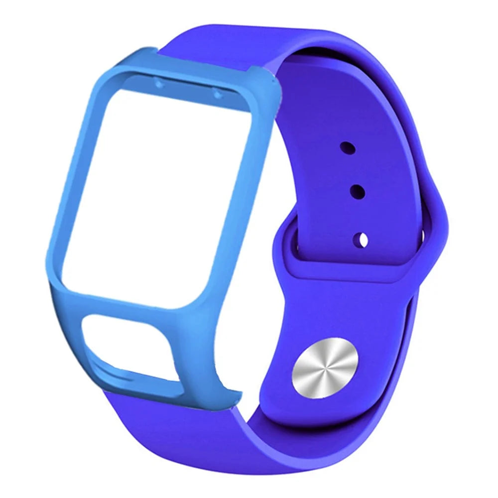 For TomTom Runner 3 / 2 / Adventurer Sport Bands Silicone Watch Strap with Case - Sapphire - 2
