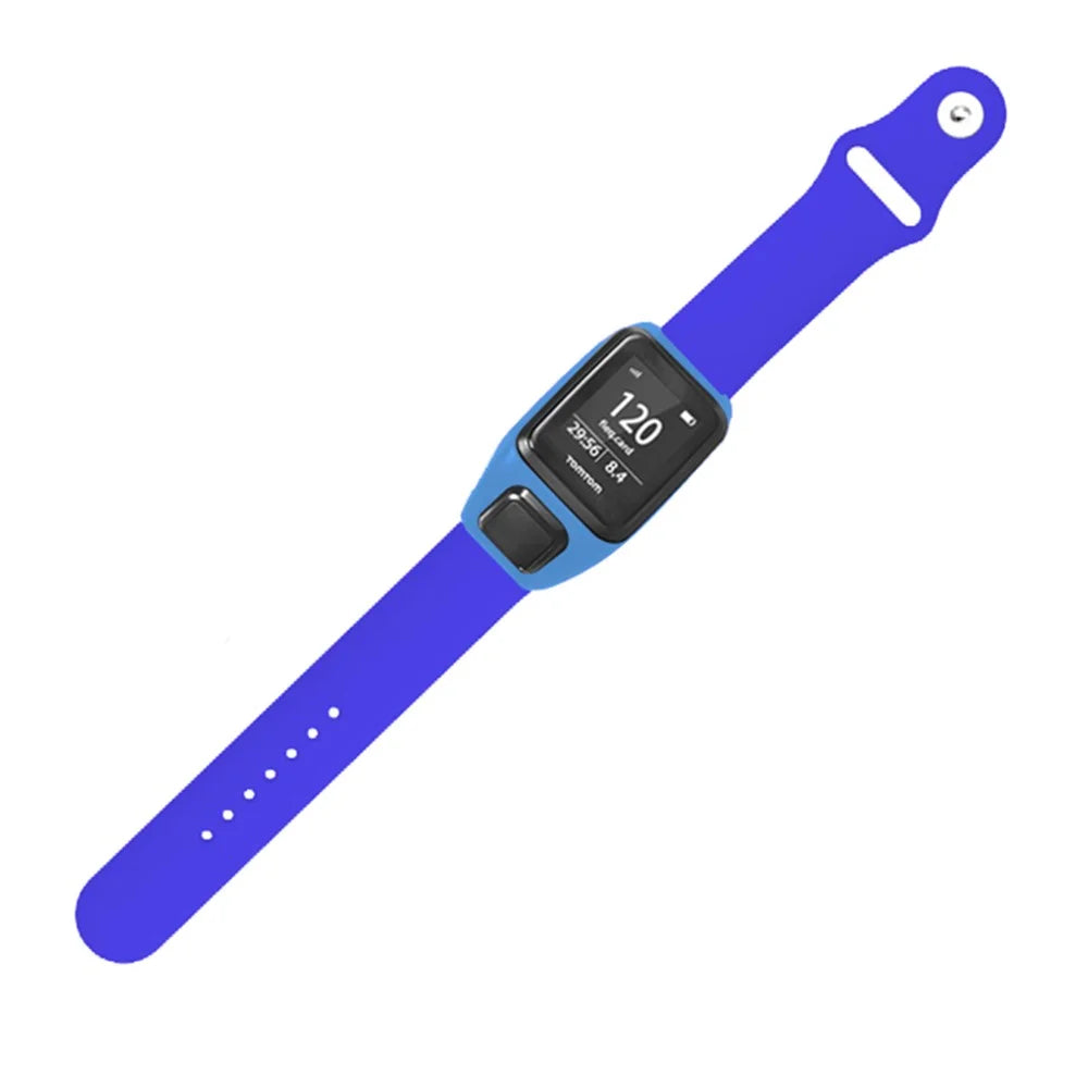 For TomTom Runner 3 / 2 / Adventurer Sport Bands Silicone Watch Strap with Case - Sapphire - 3
