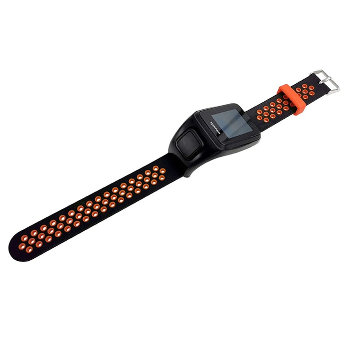 For TomTom Runner 3 / Adventurer Silicone Band Dual Color Breathable Watch Strap with Case - Black+Red - 3