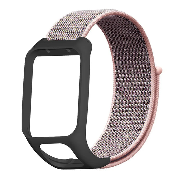 For TomTom Runner 3 / Adventurer Watch Band Adjustable Nylon Sport Wrist Strap with Case - Pink - 2